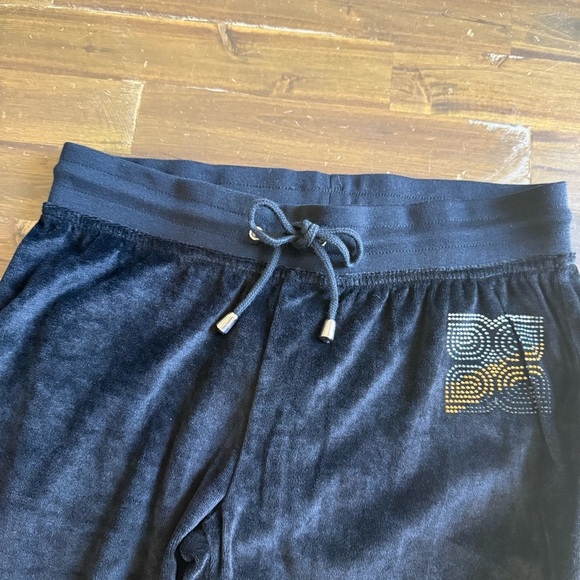 BCBGMaxazria Black Embellished Velour Track Suit Pants - Picture 9 of 11